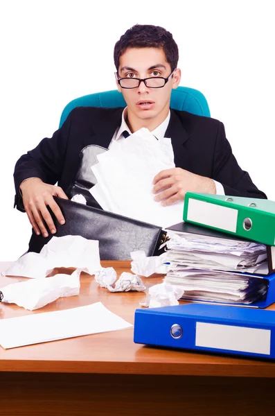 Ocupado homem estressado no escritório — Fotografia de Stock