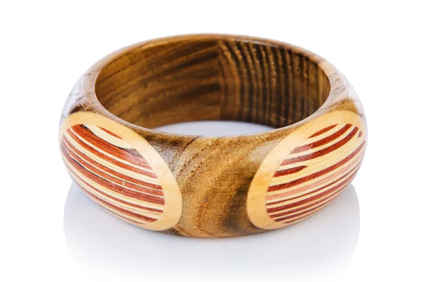 Wooden bracelet isolated on the white — Stock Photo, Image