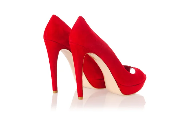 Sapatos de mulher elegante vermelho isolado no branco — Fotografia de Stock