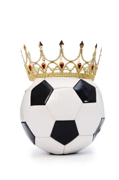 Футбол з короною на білому — стокове фото