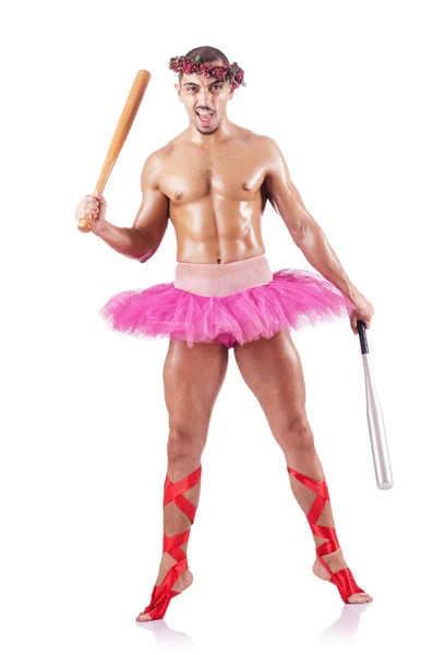 Muscular ballet performer in funny concept — Stock Photo, Image