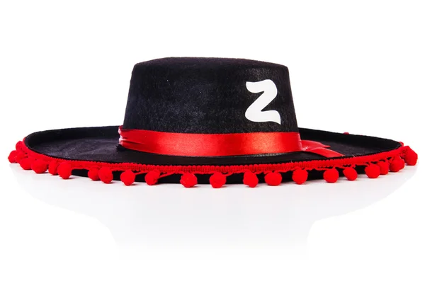 Zwarte sombrero hoed geïsoleerd op de witte — Stockfoto
