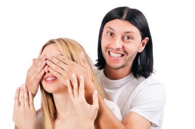 dans dans etmek beyaz izole çift