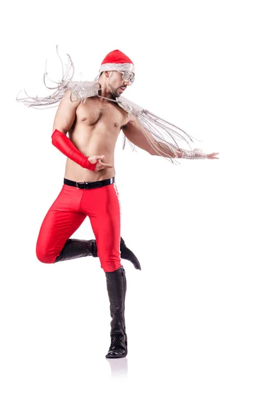 Dancing santa isolated on the white — Stock Photo, Image