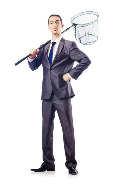 Businessman in business concept with net — Stock Photo, Image