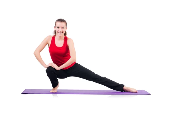 Joven hembra haciendo ejercicios en blanco — Foto de Stock