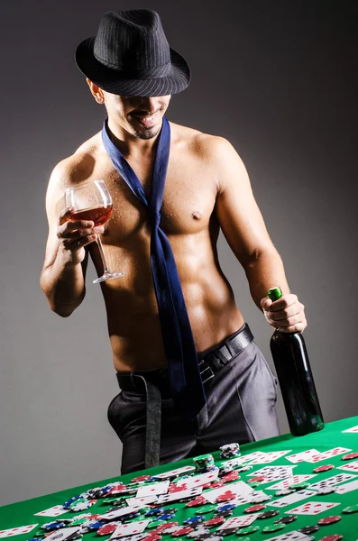 Naked broke businessman in casino — Stock Photo, Image