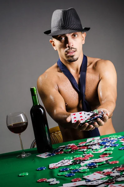 Naked broke businessman in casino — Stock Photo, Image