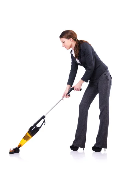 Young woman doing vacuum cleaning — Stock Photo, Image