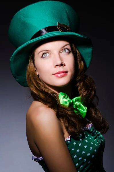 Young girl in saint patrick celebration concept — Stock Photo, Image