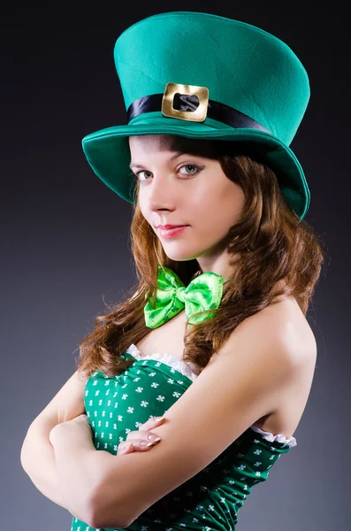 Young girl in saint patrick celebration concept Stock Picture