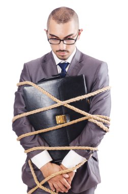 Beyaz iple bağlı adam