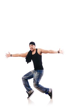 Dansçı beyaz üzerinde dans ediyor