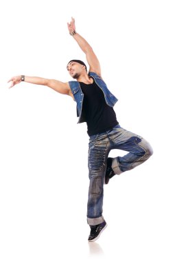 Dansçı beyaz üzerinde dans ediyor