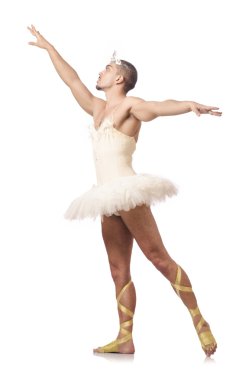 Beyaz bale etekli adam izole edilmiş.