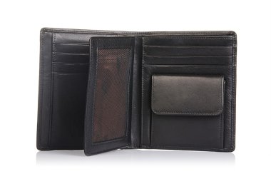 deri cüzdan üzerinde beyaz izole