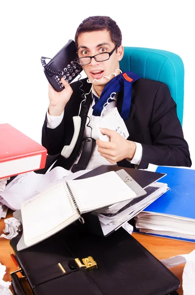 Busy stressed man in the office — Stock Photo, Image