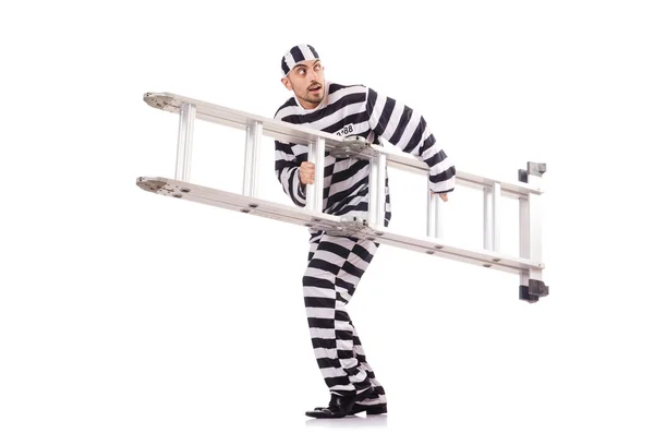 Convict criminal in striped uniform — Stock Photo, Image