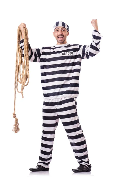 Convict criminal in striped uniform — Stock Photo, Image