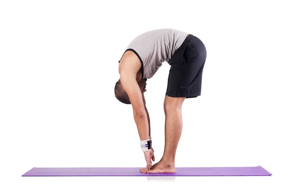 Homem fazendo exercícios em branco — Fotografia de Stock