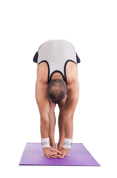 Homem fazendo exercícios em branco — Fotografia de Stock