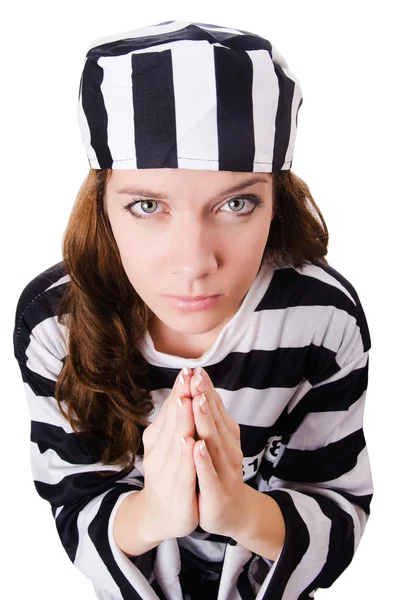 Convict criminal in striped uniform — Stock Photo, Image