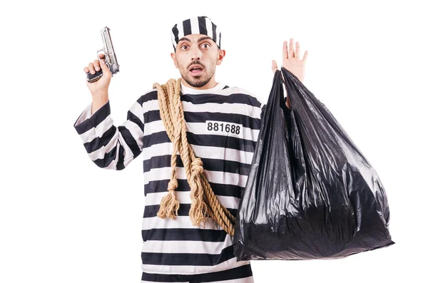 Convict criminal in striped uniform — Stock Photo, Image