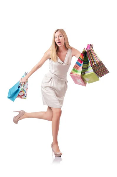 Donna attraente dopo un buon shopping — Foto Stock