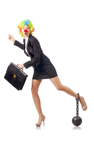 ビジネス スーツの女道化師 — ストック写真