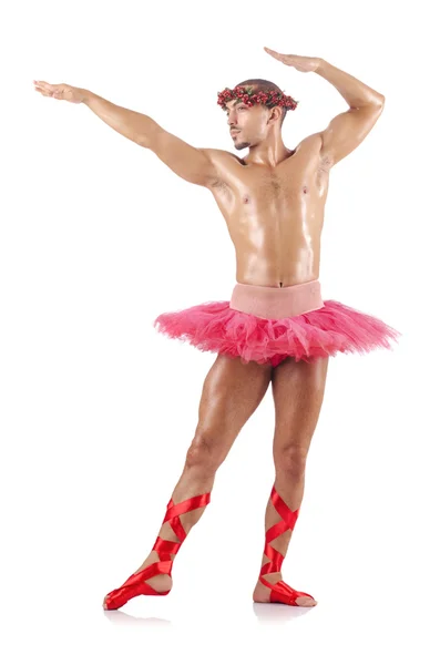 Man in ballet tutu geïsoleerd op wit — Stockfoto