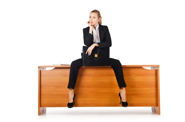 Mujer de negocios en el escritorio — Foto de Stock