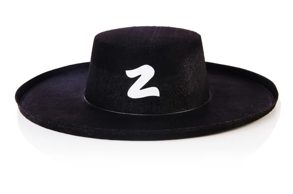 Chapéu sombrero preto isolado no branco — Fotografia de Stock