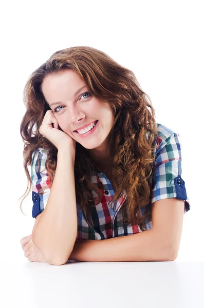 Happy student isolated on the white — Stock Photo, Image