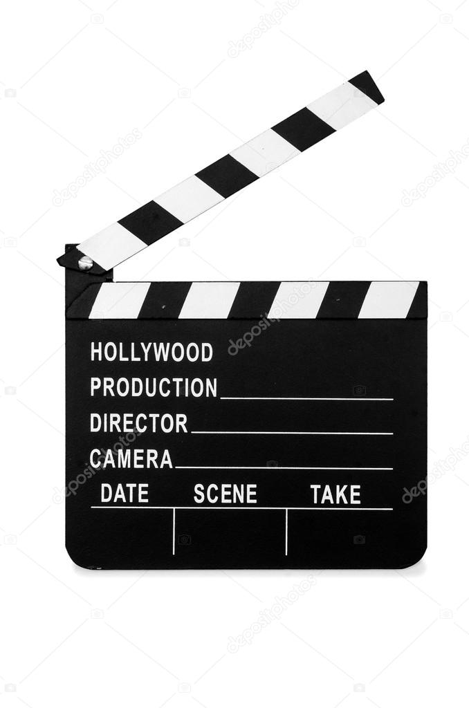 Movie clapper board isolated on white