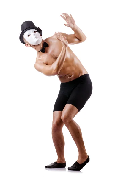 Nøgen muskuløs mime isoleret på hvid - Stock-foto