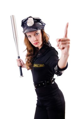 kadın polis üzerinde beyaz izole