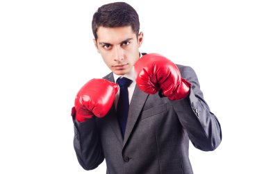 işadamı ile beyaz Boks eldiveni