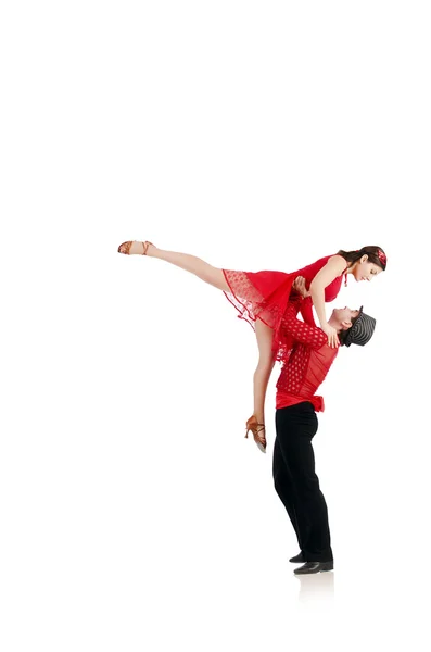 Pair of dancers isolated on the white — Stock Photo, Image