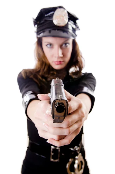 Female police isolated on the white — Stock Photo, Image