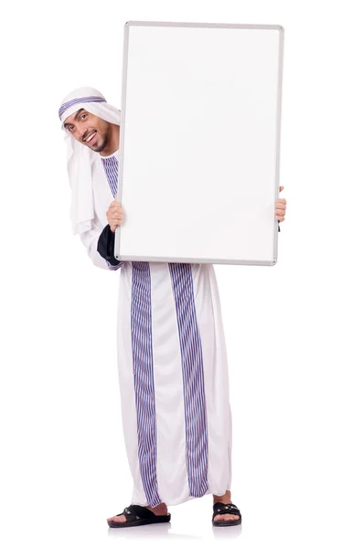 Hombre árabe con tablero en blanco para el mensaje —  Fotos de Stock