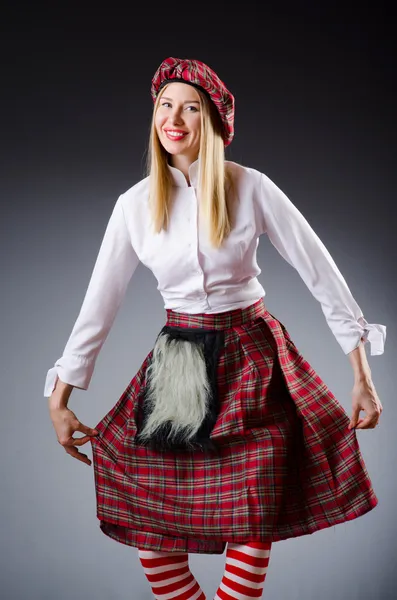 Schotse tradities concept met persoon draagt kilt — Stockfoto