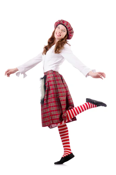 Young woman in traditional scottish clothing — Stock Photo, Image