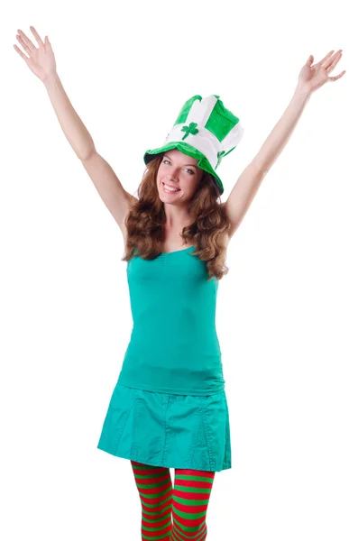 Young girl in saint patrick celebration concept — Stock Photo, Image