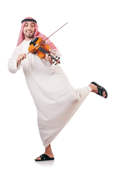 阿拉伯男人白色上孤立的小提琴在演奏 — Stock fotografie