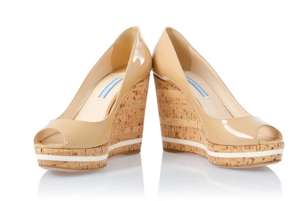 Sapatos de mulher agradável isolado no branco — Fotografia de Stock