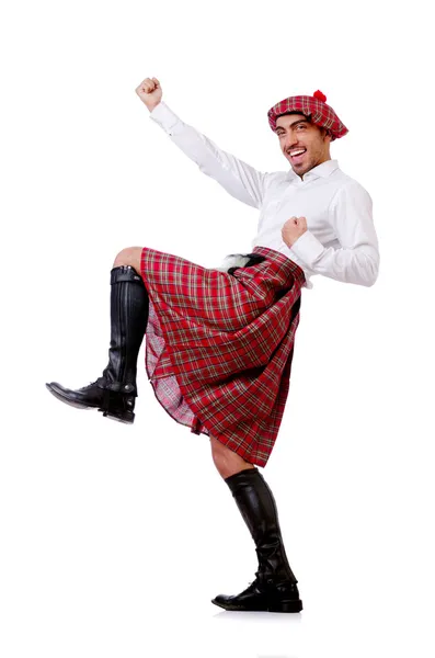 Έννοια της Σκωτίας παραδόσεις με το άτομο που φοράει σκωτσέζικη φούστα — Φωτογραφία Αρχείου
