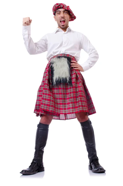 Skotské tradice koncept s osobou na sobě kilt — Stock fotografie