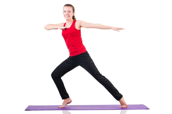 Joven hembra haciendo ejercicios en blanco —  Fotos de Stock