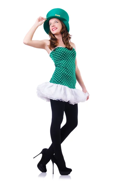 Young girl in saint patrick celebration concept — Stock Photo, Image