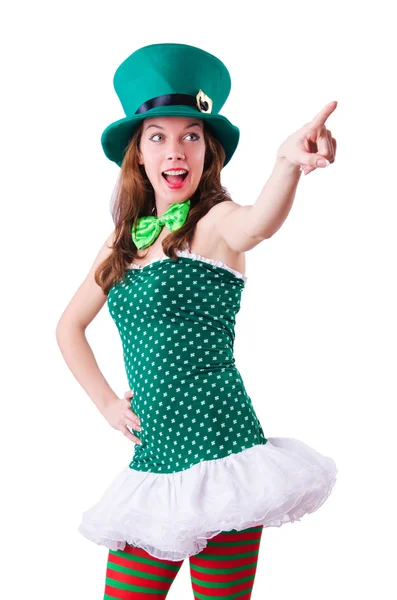 Young girl in saint patrick celebration concept — Stock Photo, Image